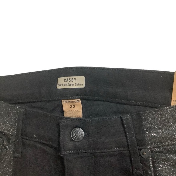 NWT True Religion Jeans Low Rise Skinny Black Embellished Size 32 - Picture 4 of 9